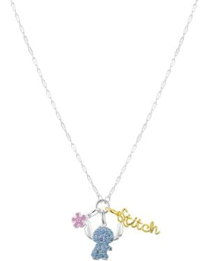 Disney Cubic Zirconia Lilo And Stitch Pendant Necklace - Metallic