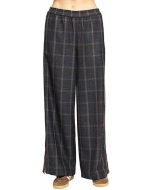 Central Park West Lyla Plaid Wide-leg Pull-on Pants - Gray