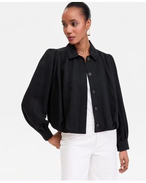 INC International Concepts Cropped Bubble Jacket - Black