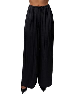 JLUXLABEL Open Coast Crinkle Wide-leg Pants - Black