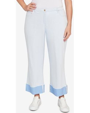 Ruby Rd. Plus Size Cuffed Pull-on Faux Fly Pants - White