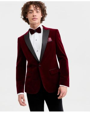 Tom Baine Slim Fit Peak Lapel Velvet Sport Coat - Red