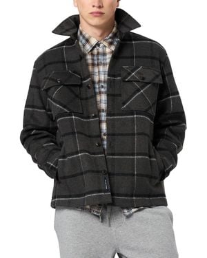 Buffalo David Bitton Jace Plaid Button Front Shacket - Black