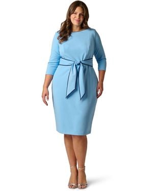 Adrianna Papell Plus Size Tie-front Sheath Dress - Blue