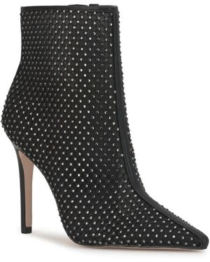 Jessica Simpson Pazra Rhinestone Mesh Stiletto Dress Booties - Black