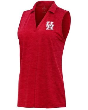 Antigua Houston Cougars Layout Sleeveless V-neck Polo Shirt Top - Red