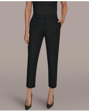 Donna Karan Flat-front Stretch Double-layer Pants - Black
