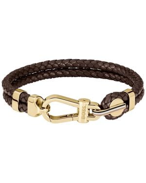 BOSS Ares Prime Leather Bracelet - Brown