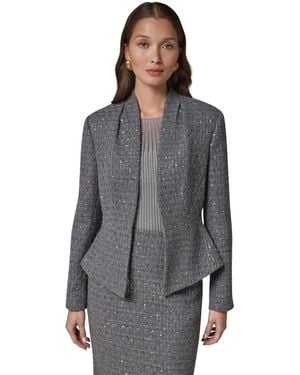 Donna Karan Peplum Sequin Cropped Blazer - Gray