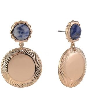Rachel Roy Gold Tone Disc Drop Earrings - White