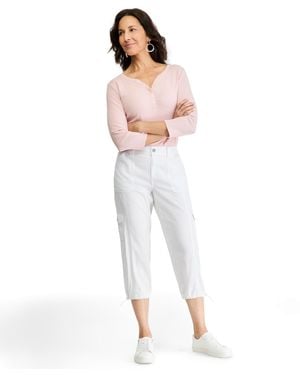 Style & Co. Linen-blend Cargo Capris - White
