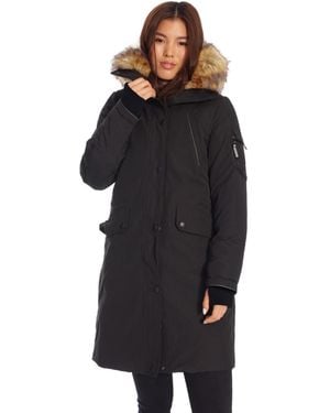 Alpine North Laurentian | Long Parka Winter With Faux Fur Hood - Black