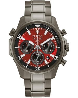 Bulova Chronograph Marine Star Stainless Steel Bracelet Watch 43mm - Gray