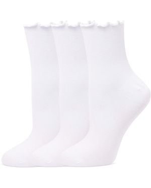 Hue Ruffle Edge Ankle Sock - White