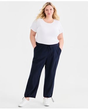 Style & Co. Plus Size Wide-leg Drawstring Pants - Blue