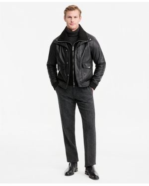 Bagatelle Genuine Leather Bomber Jacket - Black