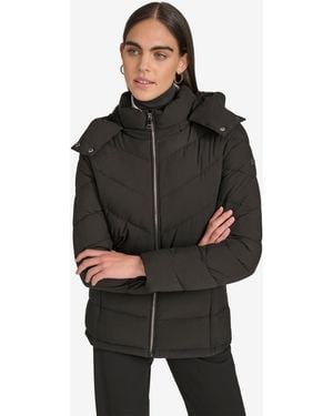 Calvin Klein Short Zip Front Puffer Jacket - Black