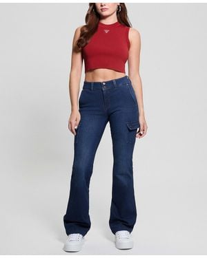 Guess Cargo Mini Bootcut Jeans - Blue