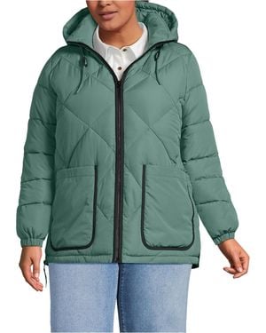 Lands' End Plus Size Featherfree Insulated Diamond Quilted Jacket - Green