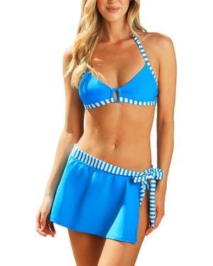 CUPSHE Striped Bikini Set - Blue