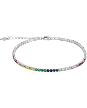 Spero London Rainbow Colorful Sterling Tennis Bracelet - White