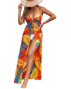 CUPSHE Neon Island Tropical Cover-up Kimono - Orange