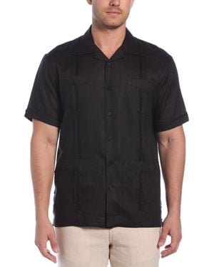 Cubavera 100% Linen Short Sleeve 4 Pocket Guayabera Shirt - Black