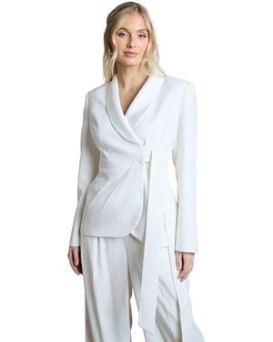 Coast Bridal Satin Wrap-front Blazer - White