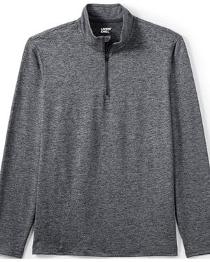 Lands' End Rapid Dry Space Dye Quarter Zip Pullover Shirt - Gray