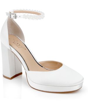 Badgley Mischka Noble Bridal Block Heel Pumps - White