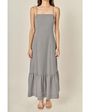 English Factory Gingham Maxi Dress - Gray
