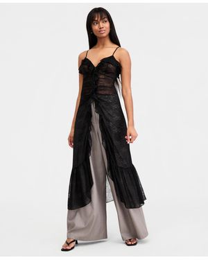 BarIII Ruffled Lace Dress - Black
