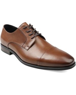 Alfani Jovann Genuine Leather Round Toe Lace Up Dress Shoes - Brown