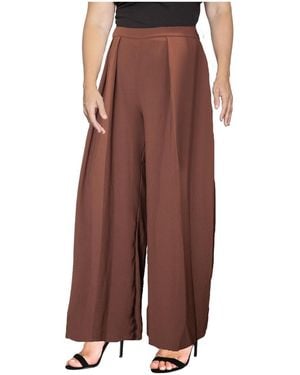 Standards & Practices Plus Size High Rise Palazzo Wide Leg Pants - Brown
