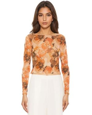 Alexia Admor Opal Boatneck Sheer Mesh Top - White