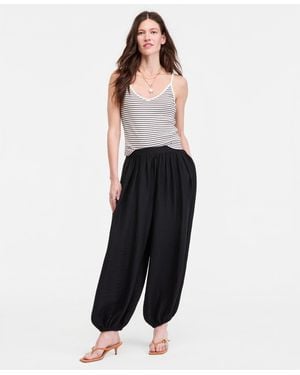 On 34th High Rise Pull On Gauze Balloon Pants - Black