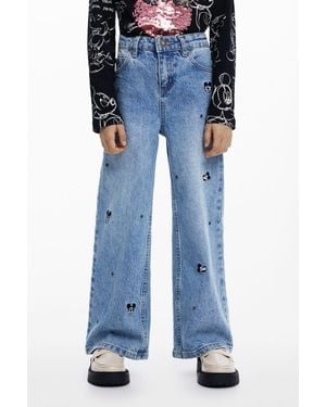 Desigual Girls's Wide Mickey Jeans - Blue