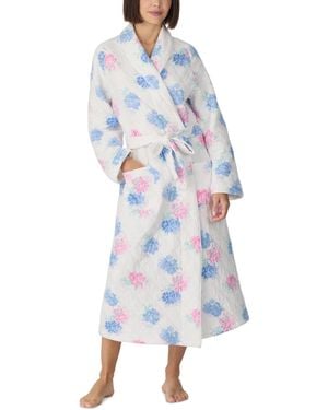 Eileen West Dream Diamond Cotton Quilt Ballet Long Wrap Robe - Blue