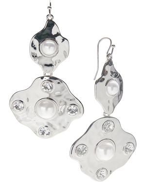 INC International Concepts Rhodium-plated Pave & Imitation Pearl Statement Earrings - White
