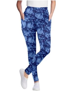 Woman Within Within Stretch-cotton Knit Pull-on Pocket leggings - Blue