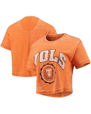 Pressbox Tennessee Volunteers Edith Vintage-like Burnout Crop T-shirt - Orange
