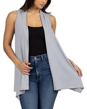 24seven Comfort Apparel Draped Open Front Sleeveless Cardigan Vest - Blue