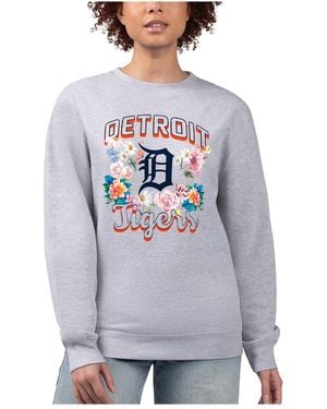 G-III 4Her by Carl Banks Detroit Tigers Flowers Graphic Pullover Sweatshirt - Gray
