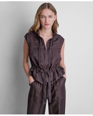 DKNY Cap-sleeve Twinkle Tie-front Vest - Purple