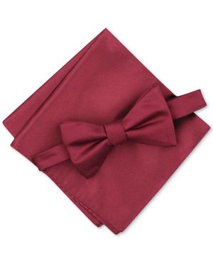 Alfani Solid Textured Pre-tied Bow Tie & Solid Textured Pocket Square Set