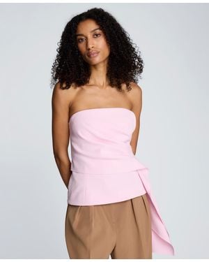 Kenneth Cole Sleeveless Draped Front Bustier Crop Top - White