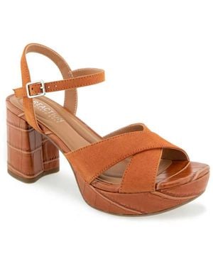 Kenneth Cole Reeva Platform Heeled Dress Sandals - Brown