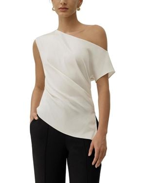 LILYSILK Stretch Charmeuse Asymmetric Top - White