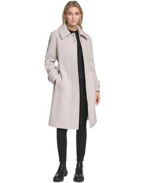 Andrew Marc Lawley Wool Blend Belted Trench Coat - Natural