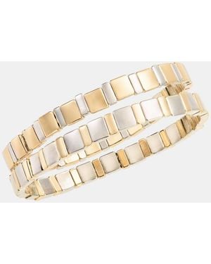 On 34th 2-pc. Set Two Tone Square Link Stretch Bracelets - Natural